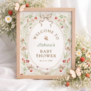 Butterfly Floral Baby Shower Welcome  Poster
