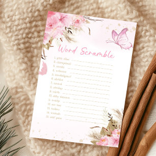 Butterfly Floral Baby Shower Word Scramble Game