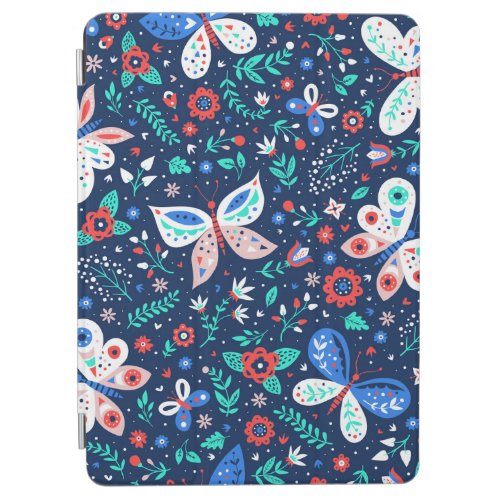 Butterfly Floral Blue iPad Cover 