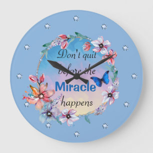butterfly floral blue nature inspirational quota large clock