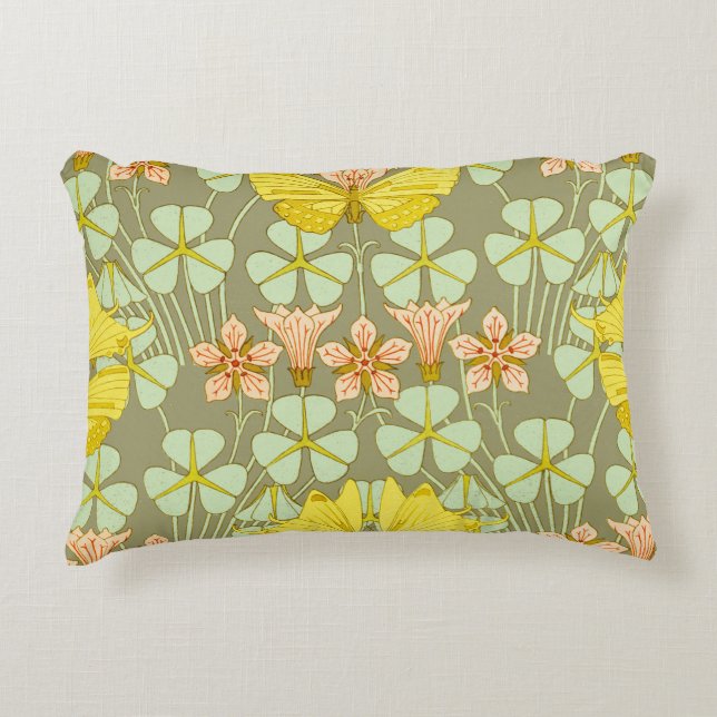 Butterfly Floral Botanical Colorful Accent Pillow (Front)