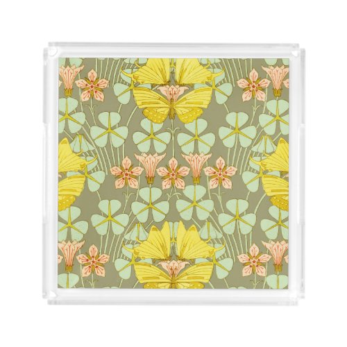 Butterfly Floral Botanical Colorful Acrylic Tray