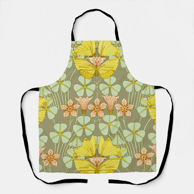Butterfly Floral Botanical Colorful Apron (Front)