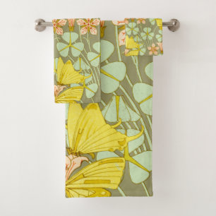 Butterfly Floral Botanical Colorful Bath Towel Set
