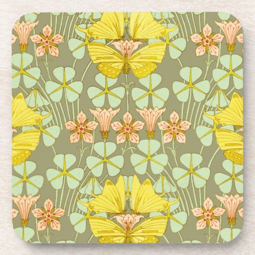 Butterfly Floral Botanical Colorful Beverage Coaster