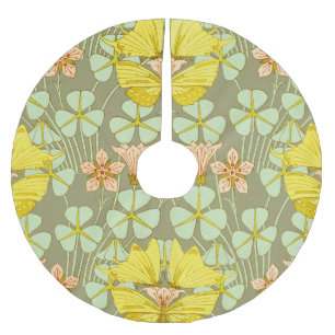 Butterfly Floral Botanical Colorful Brushed Polyester Tree Skirt