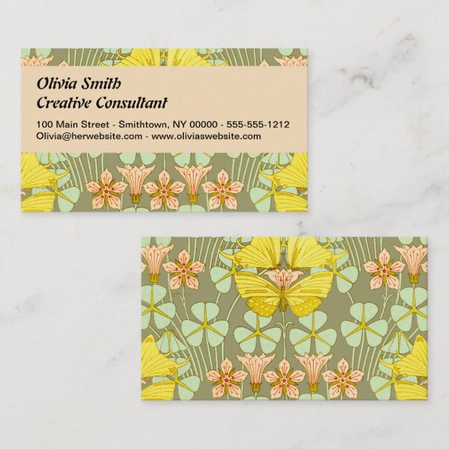 Butterfly Floral Botanical Colorful Business Card (Front/Back)