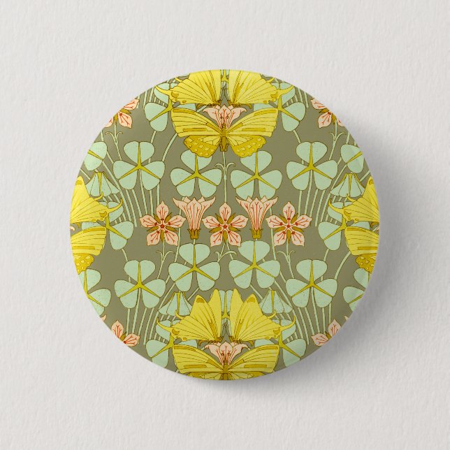 Butterfly Floral Botanical Colorful Button (Front)