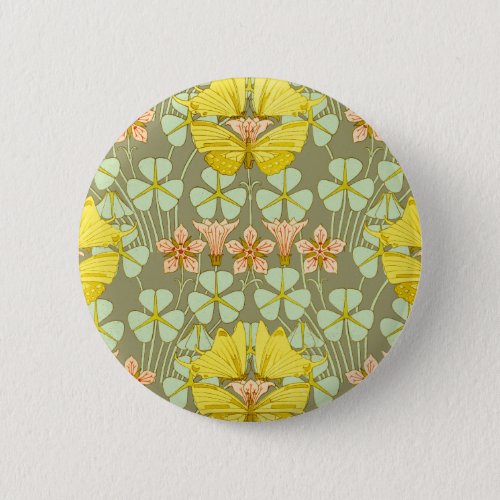 Butterfly Floral Botanical Colorful Button