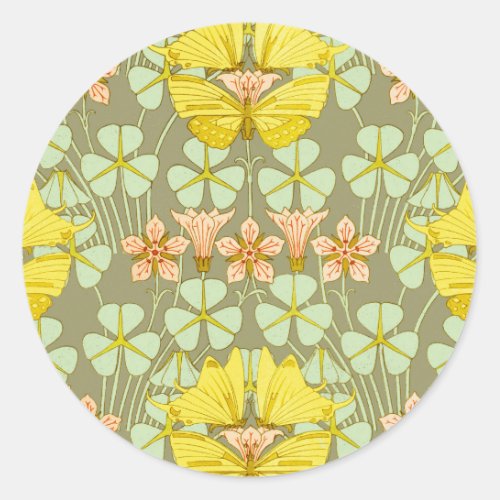 Butterfly Floral Botanical Colorful Classic Round Sticker