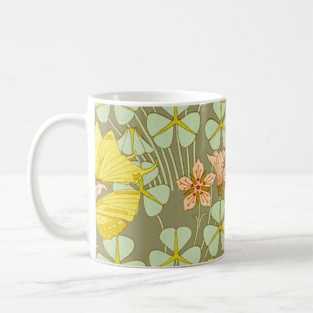 Butterfly Floral Botanical Colorful Coffee Mug (Left)