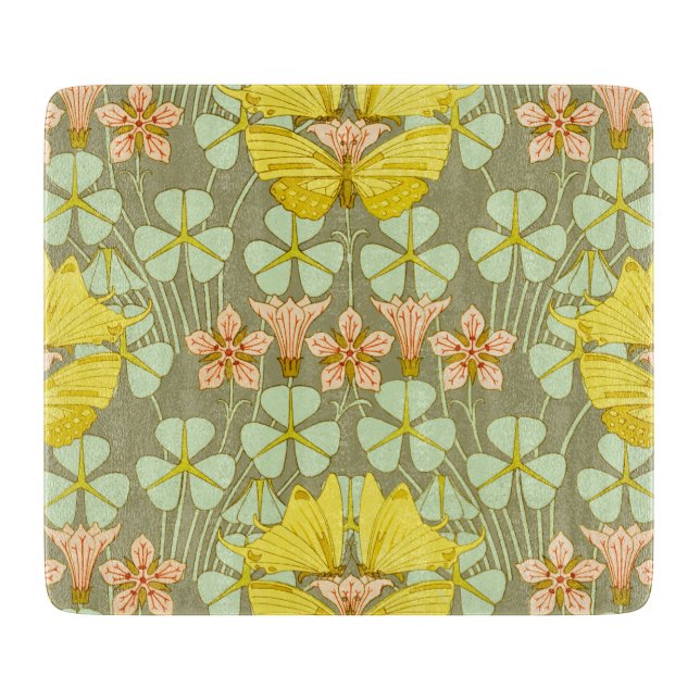Butterfly Floral Botanical Colorful Cutting Board (Front)