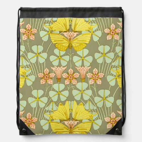 Butterfly Floral Botanical Colorful Drawstring Bag