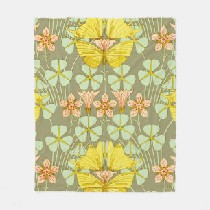 Butterfly Floral Botanical Colorful Fleece Blanket
