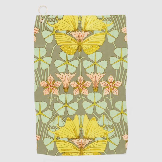 Butterfly Floral Botanical Colorful Golf Towel (Front)