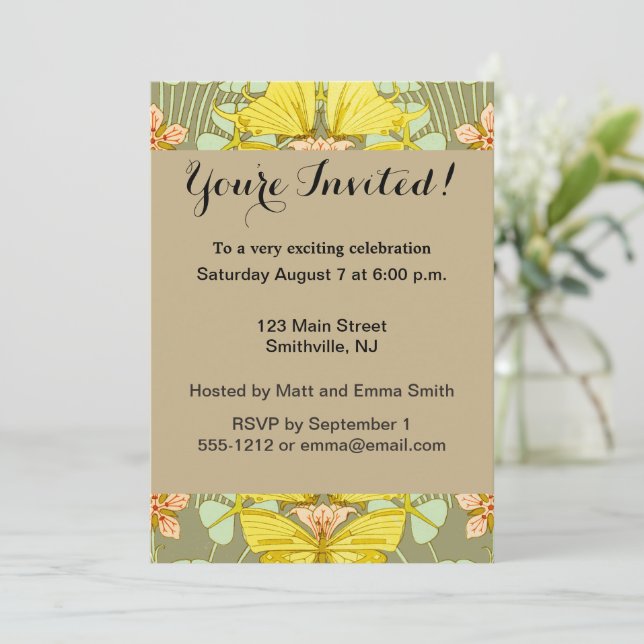 Butterfly Floral Botanical Colorful Invitation (Standing Front)