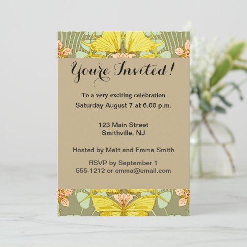 Butterfly Floral Botanical Colorful Invitation