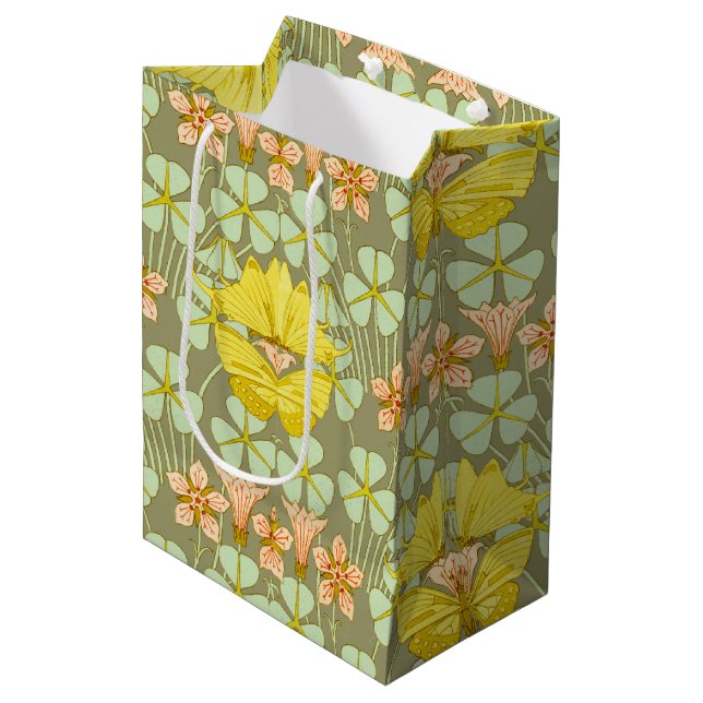 Butterfly Floral Botanical Colorful Medium Gift Bag (Front Angled)