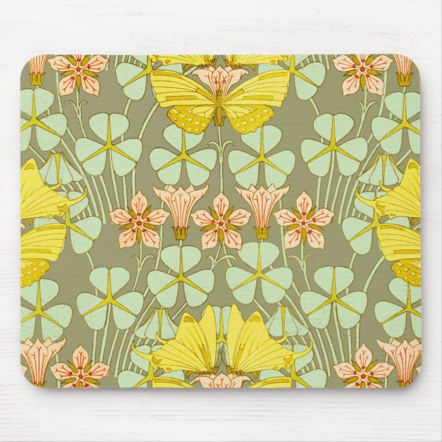 Butterfly Floral Botanical Colorful Mouse Pad (Front)