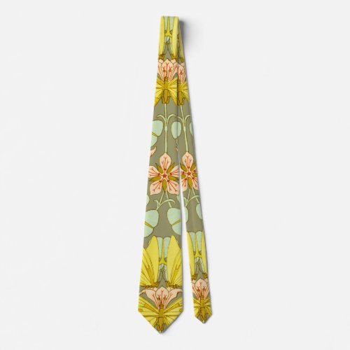 Butterfly Floral Botanical Colorful Neck Tie