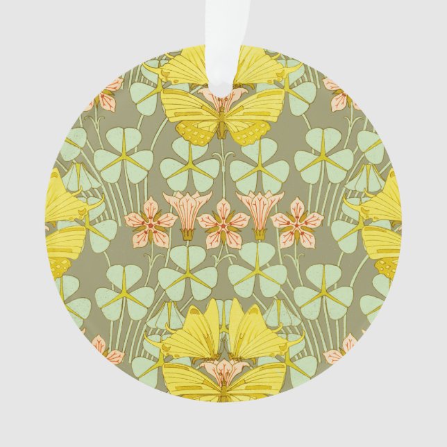 Butterfly Floral Botanical Colorful Ornament (Front)