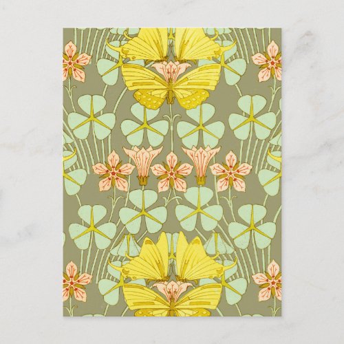 Butterfly Floral Botanical Colorful Postcard