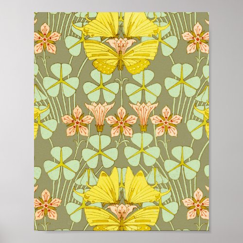 Butterfly Floral Botanical Colorful Poster