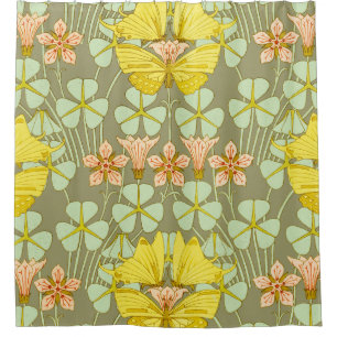 Butterfly Floral Botanical Colorful Shower Curtain