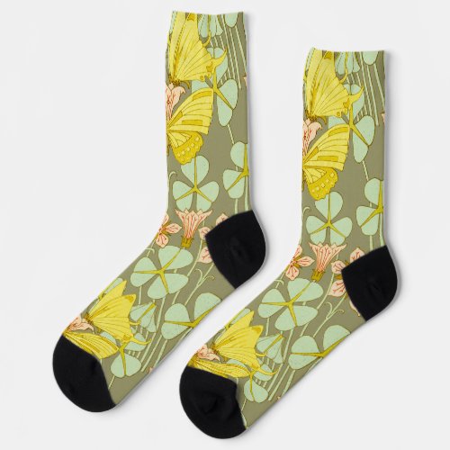Butterfly Floral Botanical Colorful Socks