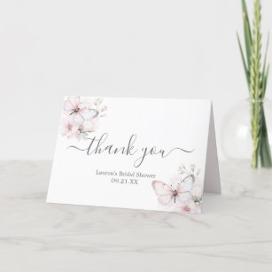 Butterfly Floral Bridal Shower Thank You Card