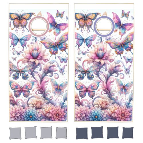 Butterfly Floral Cornhole Set for Girls