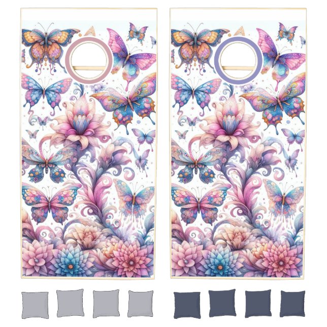 Butterfly Floral Cornhole Set for Girls (Set)