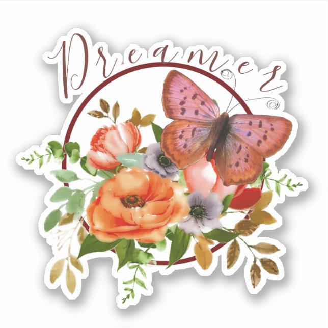 Butterfly floral custom sticker (Front)