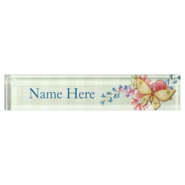 Butterfly Floral Desk Name Plate (Front)