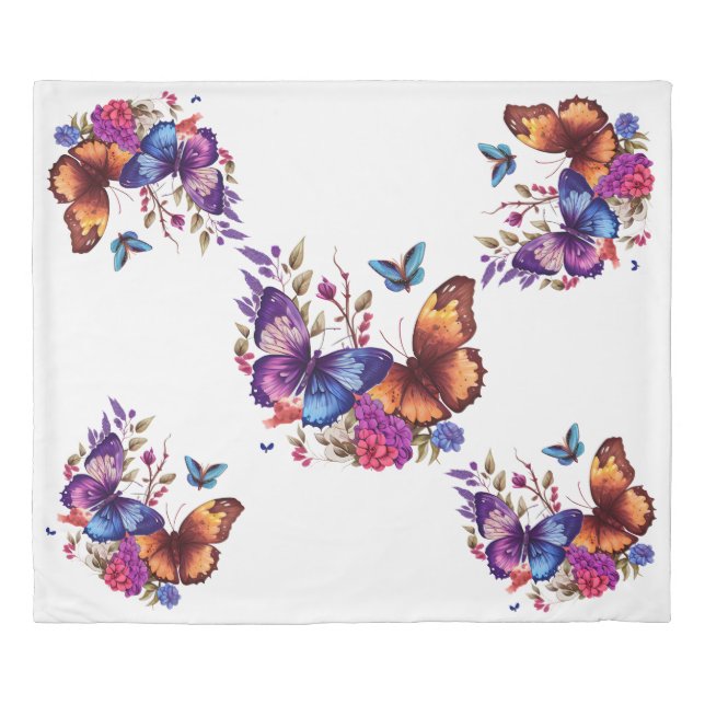Butterfly Floral Duvet Cover (Front)