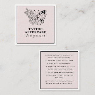 Butterfly Floral Eye Tattoo Aftercare Instructions Square Business Card