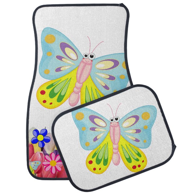 Butterfly Floral Floor Car Mats (Set)
