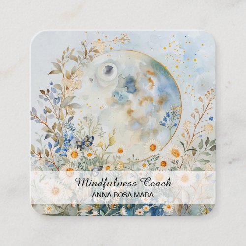  Butterfly Floral Full Moon Flowers QR AP70 Square Business Card