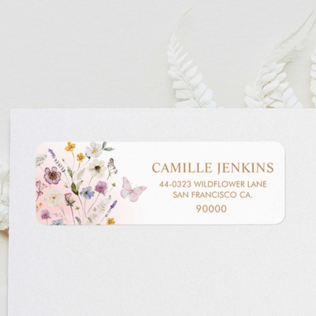 Butterfly Floral Garden Baby Shower Label (Butterfly Floral Address Label)