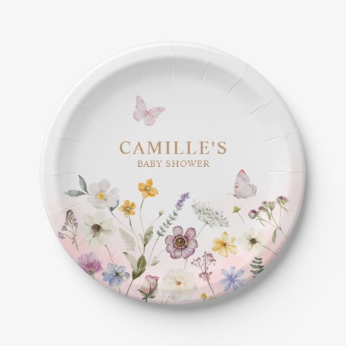 Butterfly Floral Garden Baby Shower Paper Plates