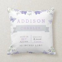 Butterfly Floral Garden Baby Stats Pillow