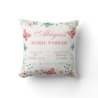 Butterfly Floral Garden Baby Stats Pillow
