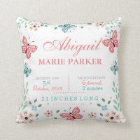 Butterfly Floral Garden Baby Stats Pillow