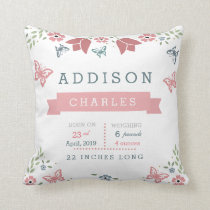 Butterfly Floral Garden Baby Stats Pillow