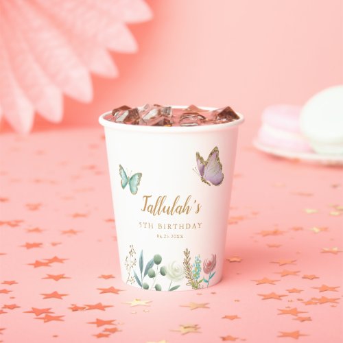 Butterfly Floral Garden Birthday Party Paper Cups