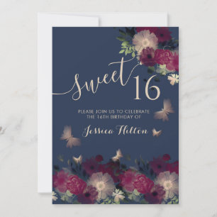 Butterfly floral garden sweet sixteen invitation