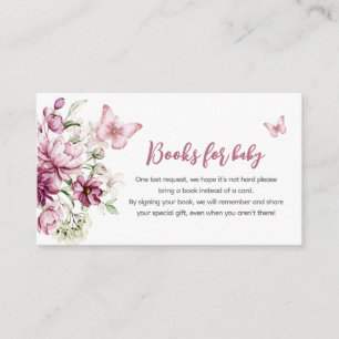 Butterfly Floral Girl Baby Shower Book Request Enclosure Card