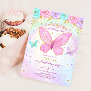 Butterfly Floral Girl Birthday Invitation