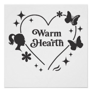 Butterfly & Floral Heart Square Poster Mindfulness
