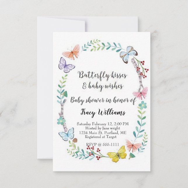 Butterfly floral invitation (Front)